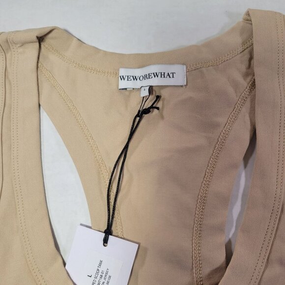 WeWoreWhat Women Cropped Beige Scoop Cotton Racerback  Jersey Tank Top Size L - Picture 7 of 7